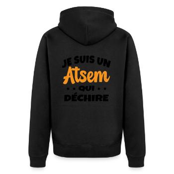 Homme Je Suis Un Atsem Qui Déchire Humour Drôle - Veste à capuche bio Premium Unisexe - noir - Dos - Nico (187cm)