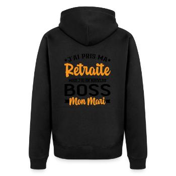 Femme Retraite J'ai Un Nouveau Patron Mon Mari - Veste à capuche bio Premium Unisexe - noir - Dos - Nico (187cm)