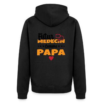 Futur Médecin Comme Papa Humour Docteur - Veste à capuche bio Premium Unisexe - noir - Dos - Nico (187cm)