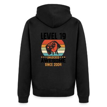 Level 19 Complete 2004 Birthday Gift - Unisex Premium Organic Zip Hoodie - black - Back - Nico (187cm)