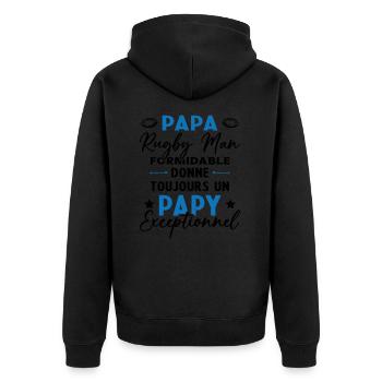Papa Rugbyman Formidable Papy Exceptionnel Cadeau - Veste à capuche bio Premium Unisexe - noir - Dos - Nico (187cm)