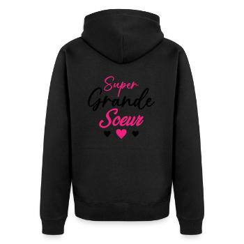 Cadeau De Cœurs Super Grande Sœur - Veste à capuche bio Premium Unisexe - noir - Dos - Nico (187cm)