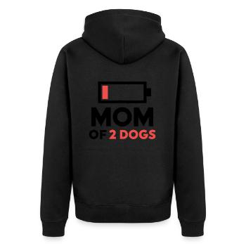 Mutter von 2 Hunden Humor Low Battery - Unisex Premium Bio Zip Hoodie - Schwarz - Hinten - Nico (187cm)