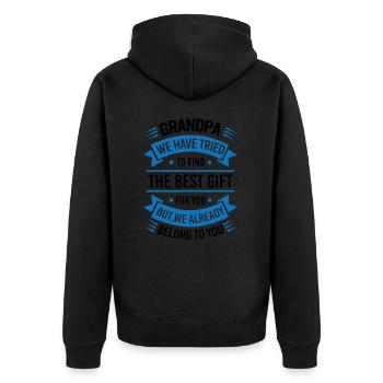 Grandpa we tried to find you the best gift - Unisex Premium Organic Zip Hoodie - black - Back - Nico (187cm)