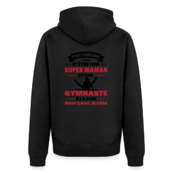 Super Maman Et Une Gymnast Cadeau Gymnastique - Veste à capuche bio Premium Unisexe - noir - Dos - Nico (187cm)
