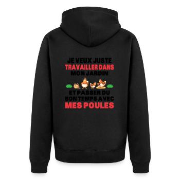 Passer Du Temps Avec Mes Poules Fermier Cadeau - Veste à capuche bio Premium Unisexe - noir - Dos - Nico (187cm)