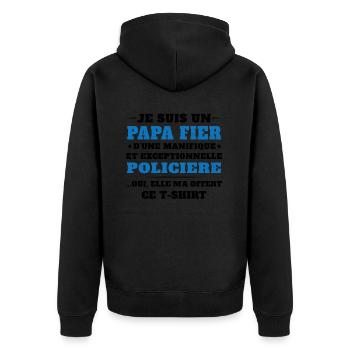 Je suis un Papa Fier d'une magnifique Policière - Veste à capuche bio Premium Unisexe - noir - Dos - Nico (187cm)