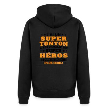 J'ai un super tonton mais carrément plus cool - Veste à capuche bio Premium Unisexe - noir - Dos - Nico (187cm)