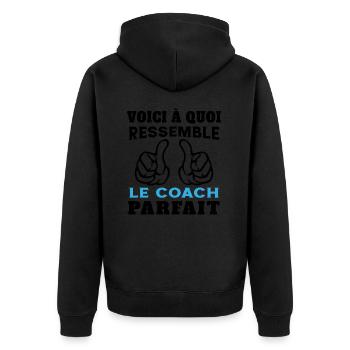 Coach parfait - Humour Cadeau pour coach sportif - Veste à capuche bio Premium Unisexe - noir - Dos - Nico (187cm)