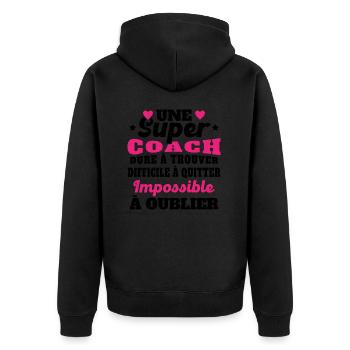Une Super Coach Idée Femme Cadeau Humour - Veste à capuche bio Premium Unisexe - noir - Dos - Nico (187cm)