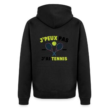 J'Peux Pas J'Ai Tennis Sport Cadeau Humoristique - Veste à capuche bio Premium Unisexe - noir - Dos - Nico (187cm)