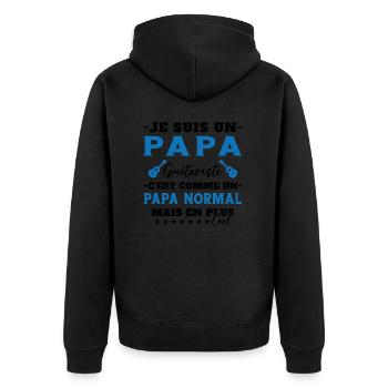 Papa guitariste comme un papa normal plus cool - Veste à capuche bio Premium Unisexe - noir - Dos - Nico (187cm)