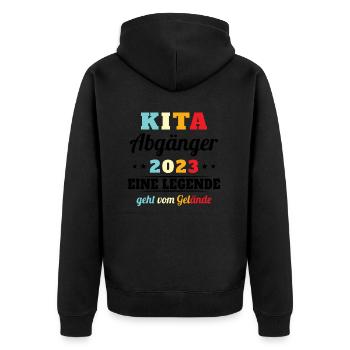 Kita Abgänger 2023 Schule Kind Schule - Unisex Premium Bio Zip Hoodie - Schwarz - Hinten - Nico (187cm)