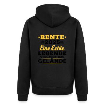 Humor Geschenk Rentner 2025, Rentner Im Jahr 2025 - Unisex Premium Bio Zip Hoodie - Schwarz - Hinten - Nico (187cm)