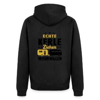 echte kerle ziehen wohnwagen - Unisex Premium Bio Zip Hoodie - Schwarz - Hinten - Nico (187cm)