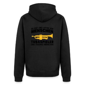 Tuba Zwei Arten von Menschen Tubaspieler Tubist - Unisex Premium Bio Zip Hoodie - Schwarz - Hinten - Nico (187cm)
