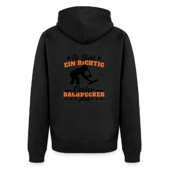 Dachdecker Meister Geschenk - Unisex Premium Bio Zip Hoodie - Schwarz - Hinten - Nico (187cm)