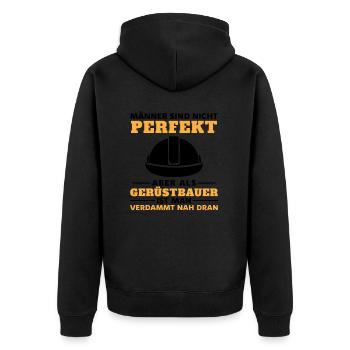Gerüstbau Baustelle Handwerker Gerüstbauer - Unisex Premium Bio Zip Hoodie - Schwarz - Hinten - Nico (187cm)