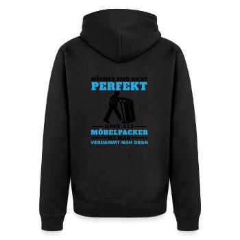 Möbelpacker Umzugshelfer Geschenkhumor - Unisex Premium Bio Zip Hoodie - Schwarz - Hinten - Nico (187cm)