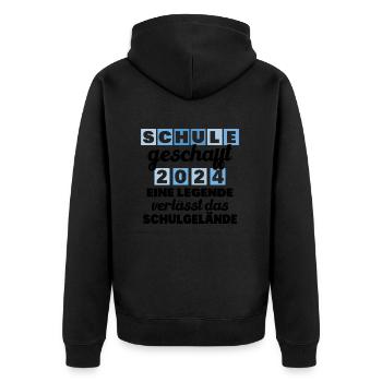 Abschlussabschluss Realschule Grundschule 2024 - Unisex Premium Bio Zip Hoodie - Schwarz - Hinten - Nico (187cm)