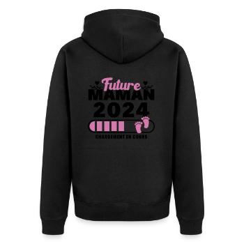 Future maman 2024 chargement en cours - Veste à capuche bio Premium Unisexe - noir - Dos - Nico (187cm)