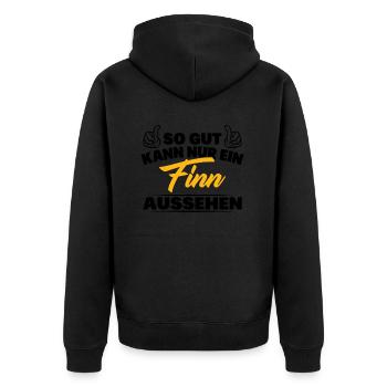 So gut kann nur ein Finn aussehen - Unisex Premium Bio Zip Hoodie - Schwarz - Hinten - Nico (187cm)