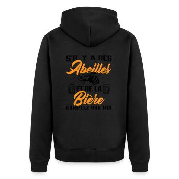 S'il y a des abeilles et de la bière - Veste à capuche bio Premium Unisexe - noir - Dos - Nico (187cm)