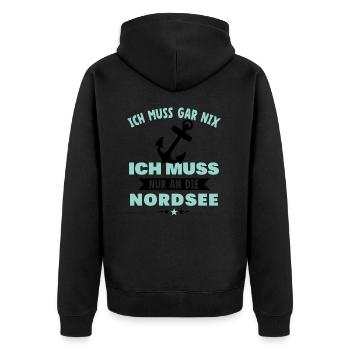 Küstenkind Norddeutschland Ostsee Nordsee Geschenk - Unisex Premium Bio Zip Hoodie - Schwarz - Hinten - Nico (187cm)