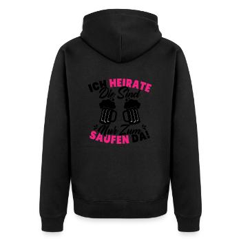 ich heirate die sind nur zum saufen da - Unisex Premium Bio Zip Hoodie - Schwarz - Hinten - Nico (187cm)
