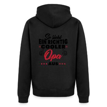 So sieht ein richtig cooler Opa aus Großvater - Unisex Premium Bio Zip Hoodie - Schwarz - Hinten - Nico (187cm)