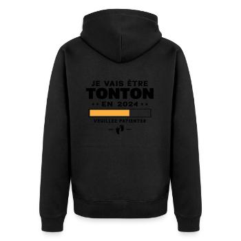 Je Vais Être Tonton 2024 Annonce Futur Tonton - Veste à capuche bio Premium Unisexe - noir - Dos - Nico (187cm)