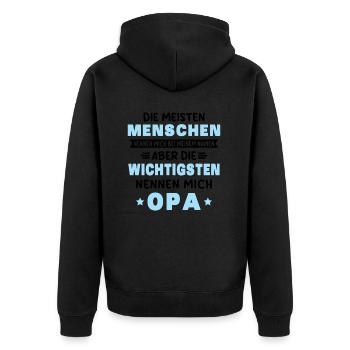 Die aller wichtigsten nennen mich opa - Unisex Premium Bio Zip Hoodie - Schwarz - Hinten - Nico (187cm)