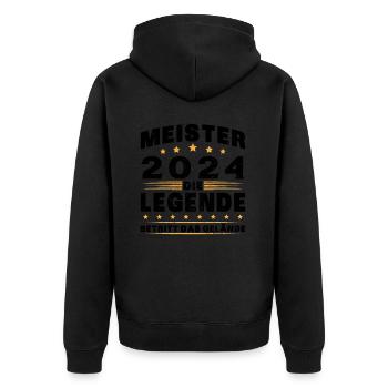 Meister 2024 Die Legende Betritt Das Gelände - Unisex Premium Bio Zip Hoodie - Schwarz - Hinten - Nico (187cm)