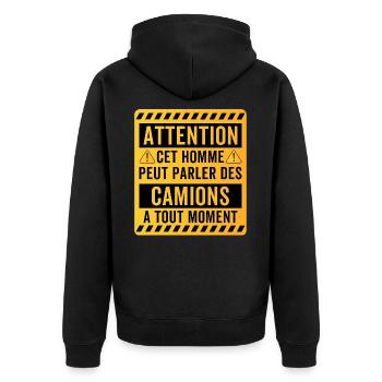 Truck Truck Driver Truck Driver - Unisex Premium Organic Zip Hoodie - black - Back - Nico (187cm)