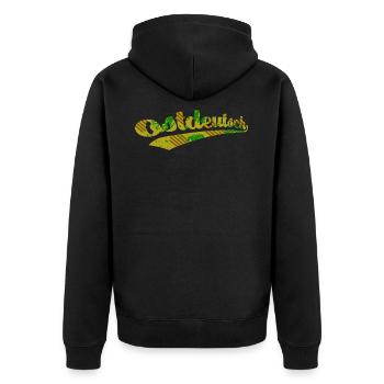 East German Camo Logo - Unisex Premium Organic Zip Hoodie - black - Back - Nico (187cm)
