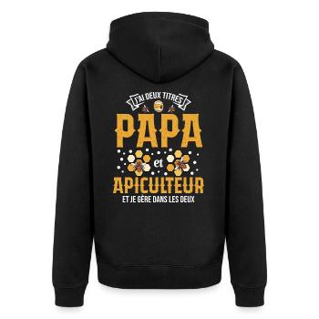 Papa Apiculteur Homme Abeilles Abeille Apiculture - Veste à capuche bio Premium Unisexe - noir - Dos - Nico (187cm)