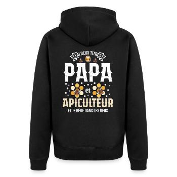 Papa Apiculteur Homme Abeilles Abeille Apiculture - Veste à capuche bio Premium Unisexe - noir - Dos - Nico (187cm)