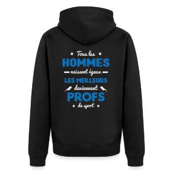 Les meilleurs hommes deviennent profs de sport - Veste à capuche bio Premium Unisexe - noir - Dos - Nico (187cm)