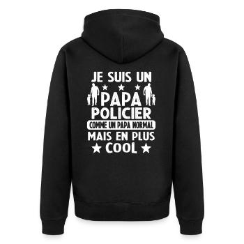 Un Papa Policier Comme Un Papa Normal Plus Cool - Veste à capuche bio Premium Unisexe - noir - Dos - Nico (187cm)