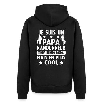 Papa Randonneur Mais Carrément Plus Cool - Veste à capuche bio Premium Unisexe - noir - Dos - Nico (187cm)
