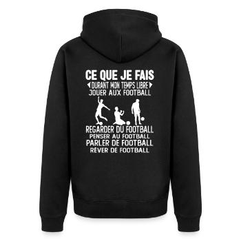 Ce que je fais de mon temps libre jouer au foot - Veste à capuche bio Premium Unisexe - noir - Dos - Nico (187cm)