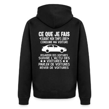 Ce Que Je Fais Pendant Mon Temps Libre Voiture - Veste à capuche bio Premium Unisexe - noir - Dos - Nico (187cm)