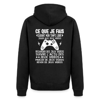 Ce que je fais pendant mon temps libre Jeux videos - Veste à capuche bio Premium Unisexe - noir - Dos - Nico (187cm)