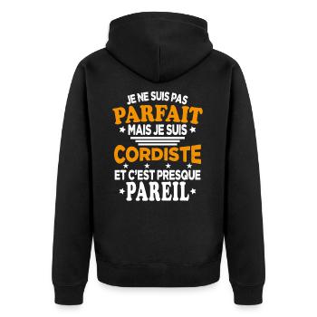 Pas Parfait Mais Je Suis Cordiste Et C'est Pareil - Veste à capuche bio Premium Unisexe - noir - Dos - Nico (187cm)