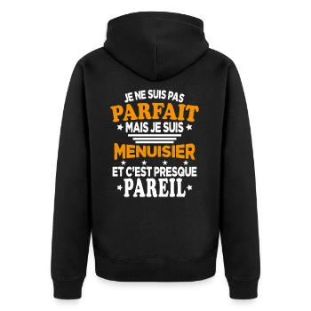 Je ne suis pas parfait mais je suis Menuisier - Veste à capuche bio Premium Unisexe - noir - Dos - Nico (187cm)