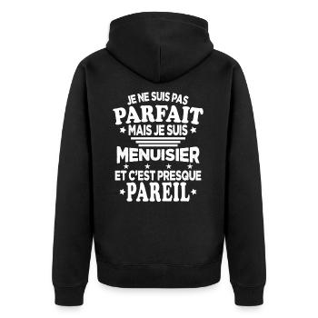 Je ne suis pas parfait mais je suis Menuisier - Veste à capuche bio Premium Unisexe - noir - Dos - Nico (187cm)