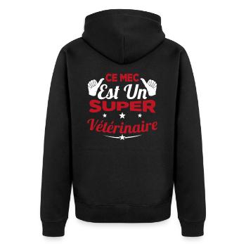 Humour Ce Mec Est Un Super Vétérinaire - Veste à capuche bio Premium Unisexe - noir - Dos - Nico (187cm)
