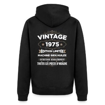 Vintage 1975 Edition Limitée - Veste à capuche bio Premium Unisexe - noir - Dos - Nico (187cm)