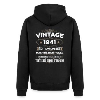 Vintage 1941 Edition Limitée - Veste à capuche bio Premium Unisexe - noir - Dos - Nico (187cm)
