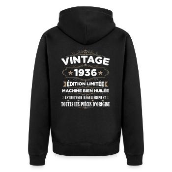 Vintage 1936 Edition Limitée - Veste à capuche bio Premium Unisexe - noir - Dos - Nico (187cm)